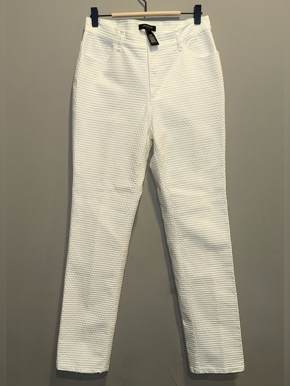 Lafayette 148 White Textured Waffle Pants 6)